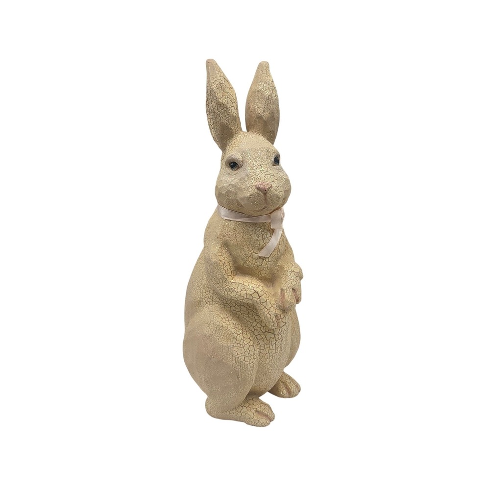 Nantucket Home Easter Bunny Figurine Crackle Finish Standing Rabbit Cream